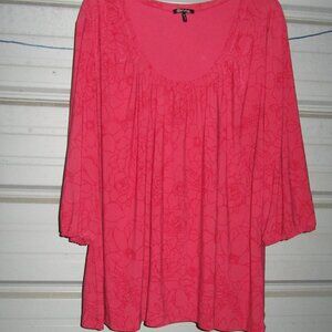 3X Plus Size Daisy Fuentes Pink Floral Summer Womens Top shirt